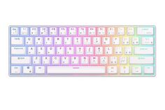 Клавиатура Royal Kludge RK61 подключение: BT, радиоканал 2,4 ГГц, провод, 61 клавиша, RGB подсветка, порт USB-C, 1450 mAh, RK Red, белая