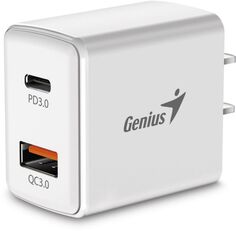 Зарядное устройство сетевое Genius PD-20AC 32590005400 20Вт, порт USB-C и порт USB-A, белый