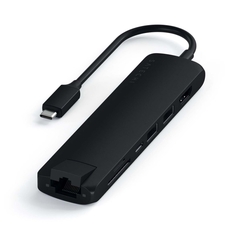 Док-станция Satechi Type-C Slim Multiport ST-UCSMA3K with Ethernet Adapter, Gigabit Ethernet, USB-C PD, 2хUSB 3.0, 4K HDMI, micro/SD, чёрный