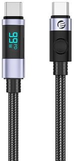 Кабель интерфейсный Orico ORICO-LDC2C-20-BK-BP USB-C(m)/USB-C(m), 480 Мбит/с, 100 Вт, 2 м, черный/серебристый