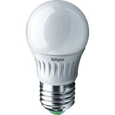 Лампа светодиодная Navigator NLL-P-G45-5-230-4K-E27 5Вт, 176-264В, 4000К, 400лм, E27, 45х78мм, шар, матовая (94479)