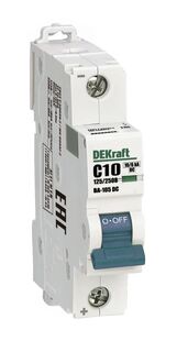 Автоматический выключатель DEKraft 13378DEK ВА-105-DC - 1P, тип хар-ки C, 10 А, 250 В DC, 6кА