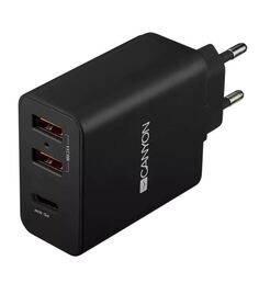 Зарядное устройство сетевое Canyon H-08 CNE-CHA08B 3*USB, USB-A/USB-C, PD30W, защита от перенапряжения