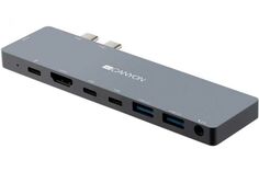 Док-станция Canyon DS-8 CNS-TDS08DG 2*USB-A 3.0, 2*HDMI, USB-C Power Delivery, 2*USB-C, Audio, серый