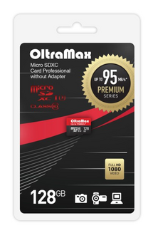 Карта памяти MicroSDXC 128GB OltraMax OM128GCSDXC10UHS-1-PrU3 w Class 10 Premium UHS-I U3 (95 Mb/s) без адаптера