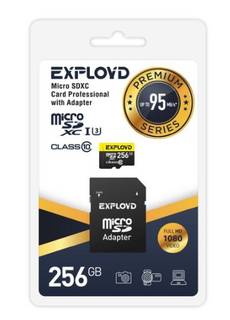 Карта памяти MicroSDXC 256GB Exployd EX256GCSDXC10UHS-1-ElU3 Class 10 Premium UHS-I U3 (95 Mb/s) + SD адаптер