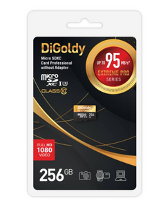 Карта памяти MicroSDXC 256GB DiGoldy DG256GCSDXC10UHS-1-ElU3 w Class 10 Extreme Pro UHS-I U3 (95 Mb/s) без адаптера
