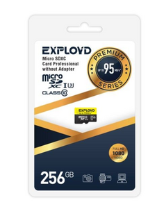 Карта памяти MicroSDXC 256GB Exployd EX256GCSDXC10UHS-1-ElU3 w Class 10 Premium UHS-I U3 (95 Mb/s) без адаптера