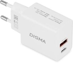 Зарядное устройство сетевое Digma DGW2D0F110WH DGW2D 20W 3A+1A (PD+QC) USB-C/USB-A универсальное белый