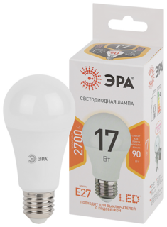 Лампа светодиодная ЭРА Б0031699 LED A60-17W-827-E27 (диод, груша, 17Вт, тепл, E27) ERA