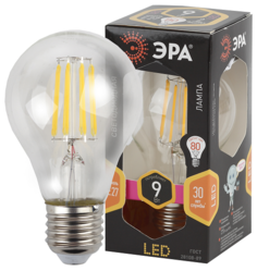 Лампа светодиодная ЭРА Б0043433 F-LED A60-9W-827-E27 (филамент, груша, 9Вт, тепл, Е27) ERA