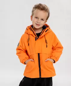 Парка-ветровка демисезонная с капюшоном оранжевая для мальчика Button Blue (128)