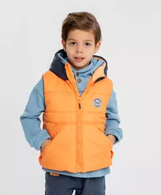 Жилет утепленный с капюшоном стёганный оранжевый для мальчика Button Blue (98)