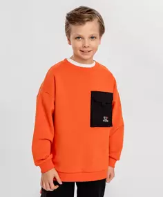 Свитшот с принтом оранжевый для мальчика Button Blue (146)