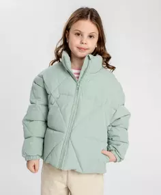 Куртка с геометричной стежкой демисезонная зелёная для девочки Button Blue (152)