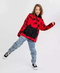 Джинсы mom fit из с принтом для девочки Button Blue (152)