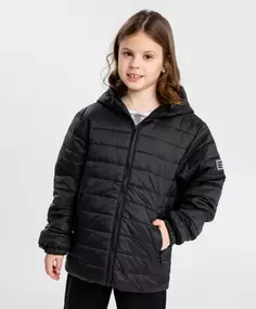 Куртка с капюшоном демисезонная стёганная чёрная детская Button Blue (140)