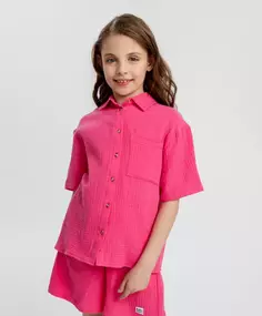 Рубашка с коротким рукавом розовая для девочки Button Blue (158)