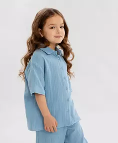 Рубашка с коротким рукавом голубая для девочки Button Blue (98)