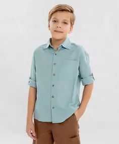 Рубашка голубая для мальчика Button Blue (140)
