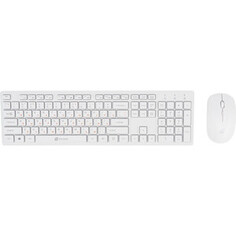 Клавиатура + мышь Oklick 240M клавиатура:белый, мышь:белый USB беспроводная slim Multimedia (1091258)