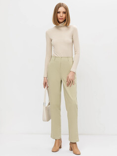 Однотонные брюки женские прямого силуэта оливкового цвета Mark Formelle