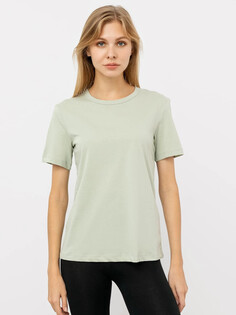 Однотонная женская футболка пыльно-зеленого цвета Mark Formelle