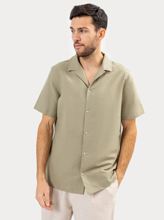 Мужская рубашка хаки из хлопка и льна Mark Formelle