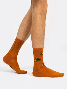 Высокие мужские носки коричневого цвета с надписями Mark Formelle