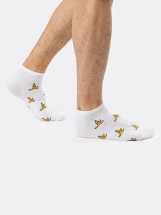 Носки мужские суперкороткие белые с рисунком в виде бананов Mark Formelle
