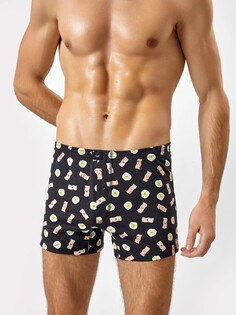 Мужские трусы-шорты в тем-сером цвете с принтом в виде бекона Mark Formelle