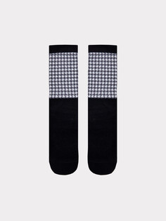 Высокие женские носки в черном цвете с печатью Mark Formelle