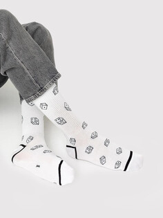 Белые носки мужские с рисунком в виде игральных костей Mark Formelle