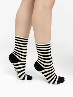 Женские высокие носки без резинки в черно-белую полоску Mark Formelle