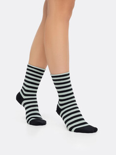 Высокие женские носки без резинки в черно-белую полоску Mark Formelle