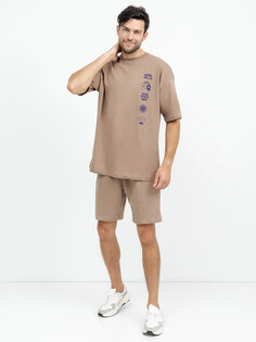 Свободные мужские шорты с вертикальными швами-стрелками в коричневом цвете Mark Formelle