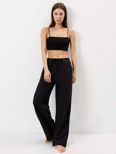 Брюки женские домашние из вискозы и льна в черном цвете Mark Formelle