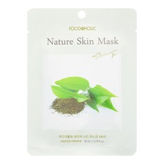 Тканевая маска для лица с экстрактом зеленого чая Foodaholic