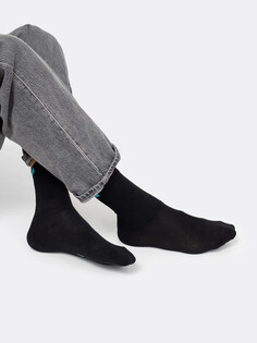 Высокие мужские носки черного цвета с бирюзовым прямоугольником Mark Formelle