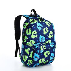 Рюкзак молодежный из текстиля на молнии, 3 кармана, поясная сумка, цвет синий NO Brand