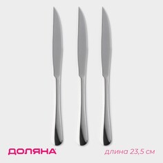 Набор ножей для стейка из нержавеющей стали доляна, h=23,5 см, толщина ручки 4 мм, 3 шт