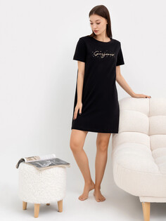 Сорочка ночная женская черная с печатью Mark Formelle