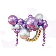 Набор для создания композиций из воздушных шаров, набор 52 шт., фиолетовый, серебро NO Brand
