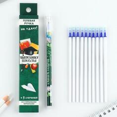 Набор ручка на выпускной пластик пиши-стирай и 9 стержней NO Brand