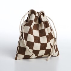 Косметичка - мешок с завязками, цвет бежевый/коричневый NO Brand