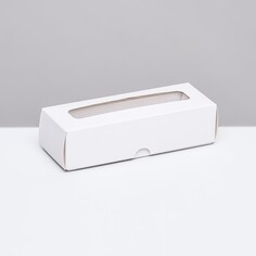 Упаковка с обечайкой для 3 конфет, с окном, белый 13x5x3,3 см Upak Land