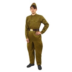 Костюм военного: гимнастерка, брюки-галифе, ремень, пилотка, р. 54, рост 182 см Страна Карнавалия