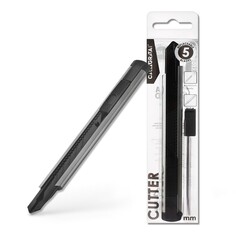 Нож канцелярский 9мм металл + лезвие, 5 штук черных, top Calligrata