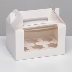 Кондитерская складная коробка для 6 капкейков, белая 23,5 х 16 х 14 см Upak Land