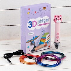 3d ручка тигренок, работа с пластиком pla, usb кабель питания, розовая NO Brand